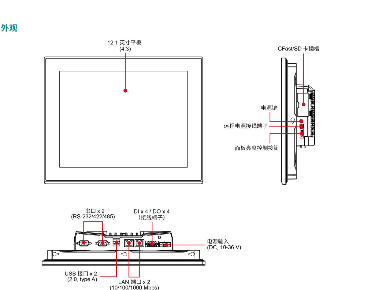 MOXA摩莎MPC-2120 系列12 英寸工业无风扇平板计算机