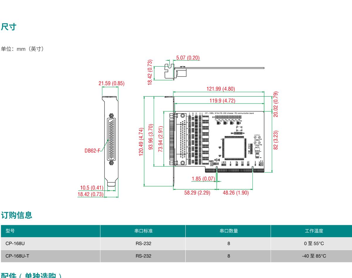 MOXA摩莎CP-168U 系列8 端口 RS-232 通用 PCI 串口卡