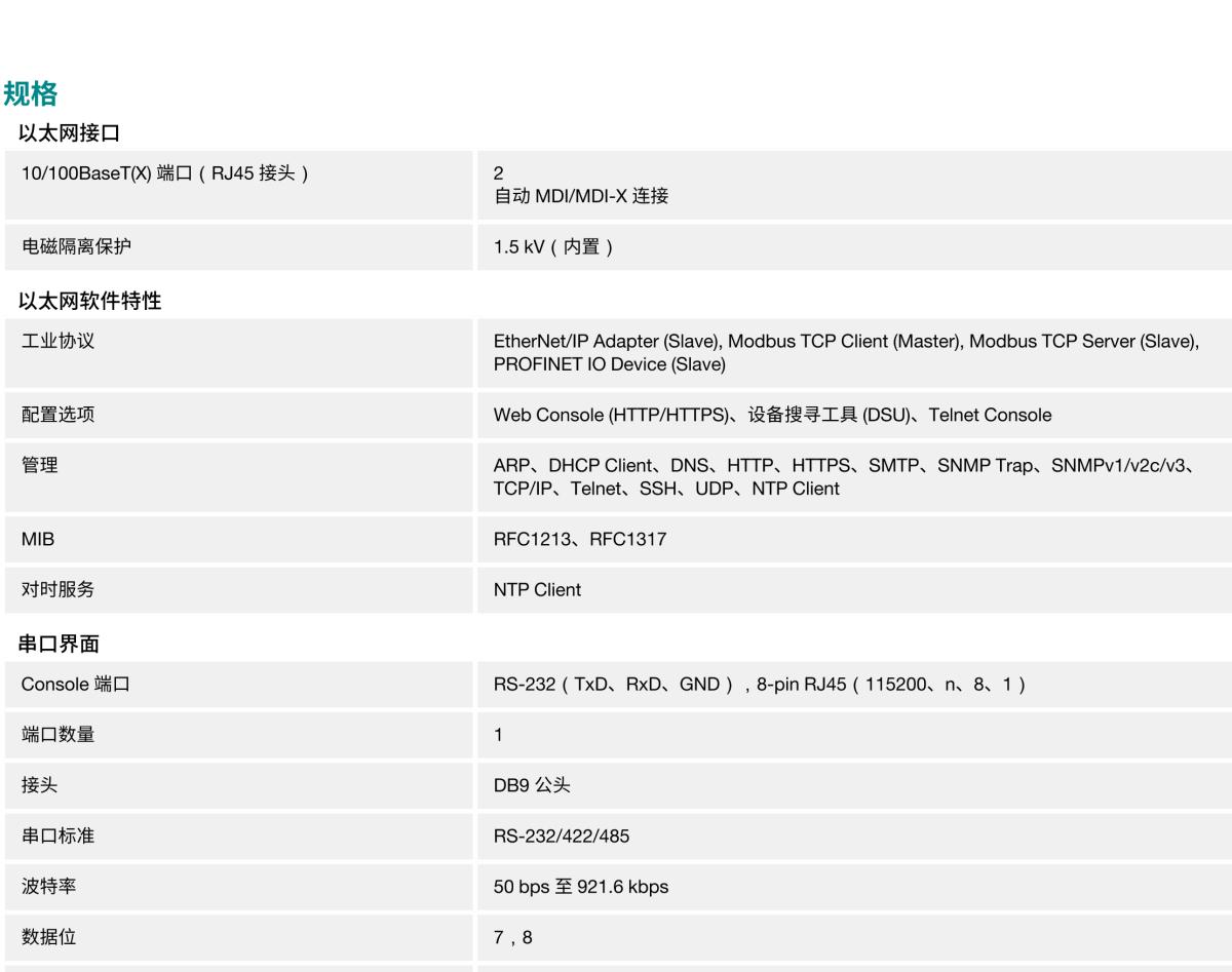 MOXA摩莎MGate 5111 系列1 端口 Modbus/PROFINET/EtherNet/IP 转 PROFIBUS slave 网关