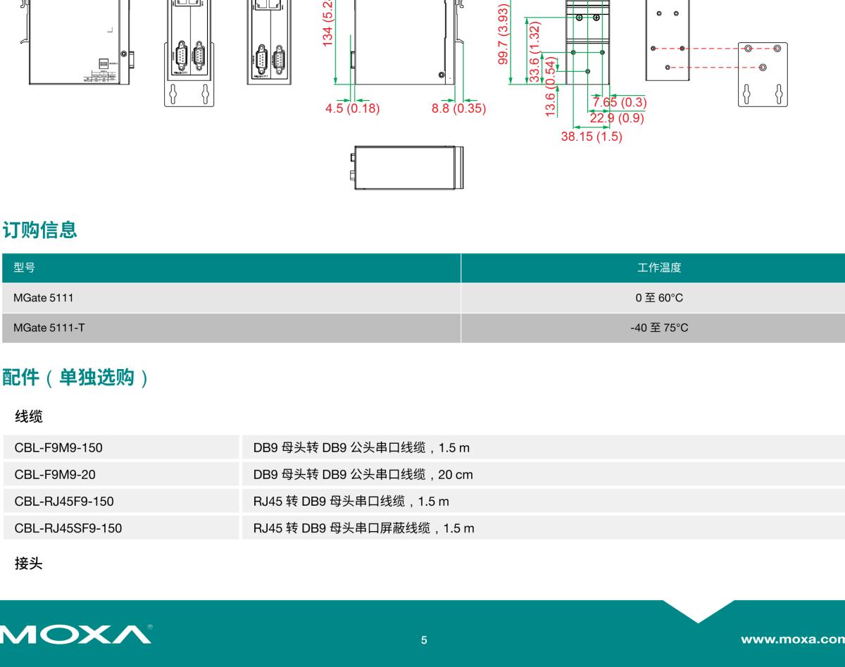 MOXA摩莎MGate 5111 系列1 端口 Modbus/PROFINET/EtherNet/IP 转 PROFIBUS slave 网关