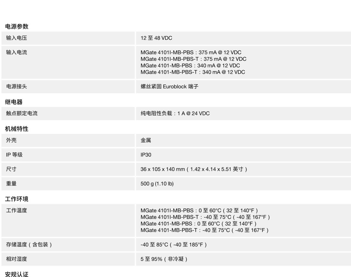 MOXA摩莎MGate 4101-MB-PBS 系列1 端口 Modbus RTU/ASCII 转 PROFIBUS slave 网关