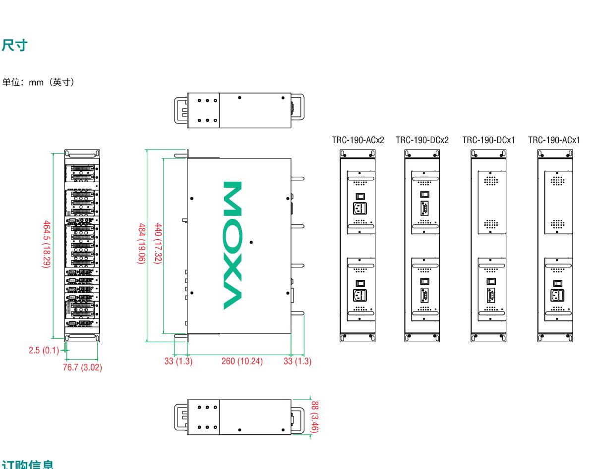 MOXA摩莎TRC-190 系列19 英寸机架式转换器