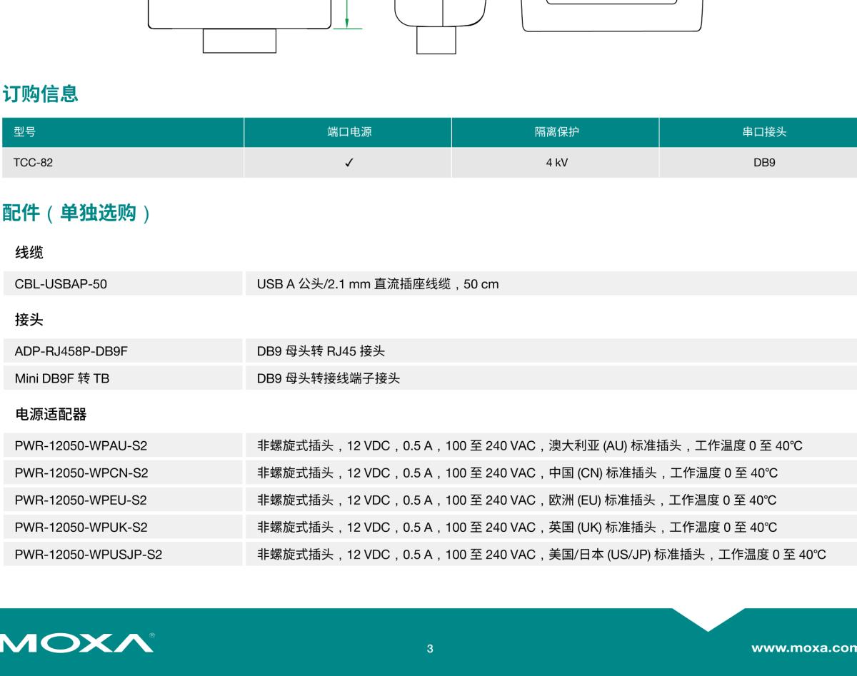 MOXA摩莎TCC-82串口取电型 4 通道 RS-232 隔离器