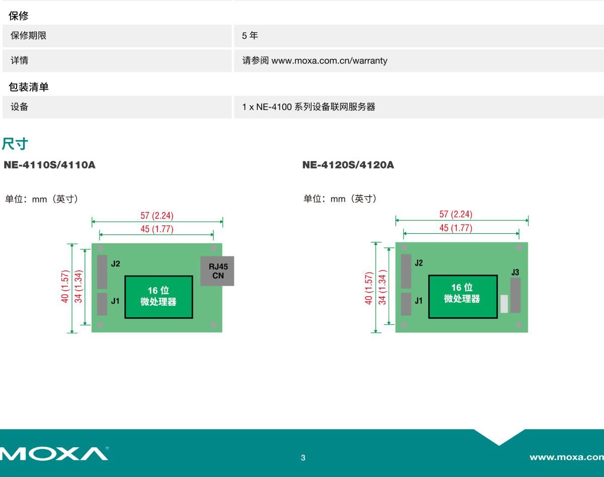 MOXA摩莎NE-4100 系列10/100 Mbps 嵌入式串口设备联网服务器