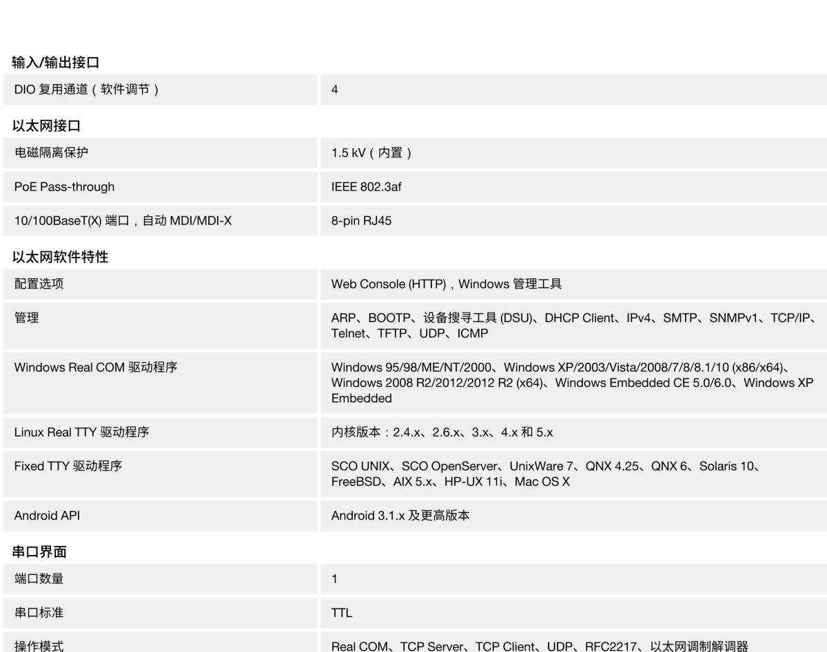 MOXA摩莎MiiNePort E3 系列10/100 Mbps 嵌入式串口设备联网服务器