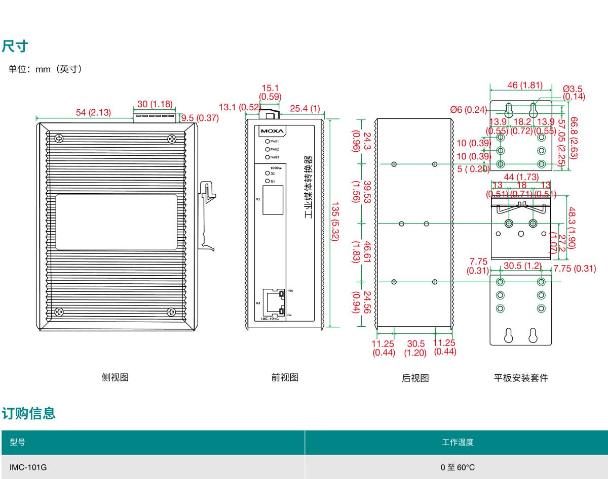 MOXA摩莎IMC-101G 系列工业级千兆以太网转光纤转换器