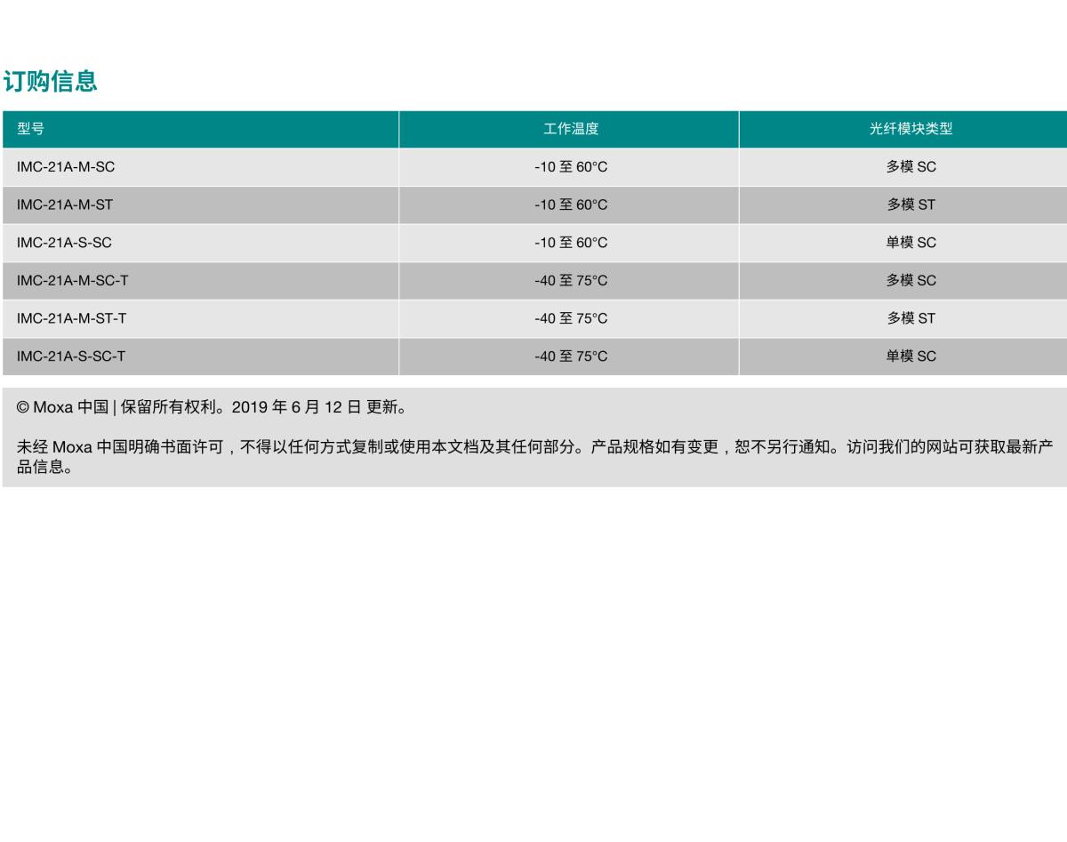 MOXA摩莎IMC-21A 系列工业级 10/100BaseT(X) 转 100BaseFX 光电转换器