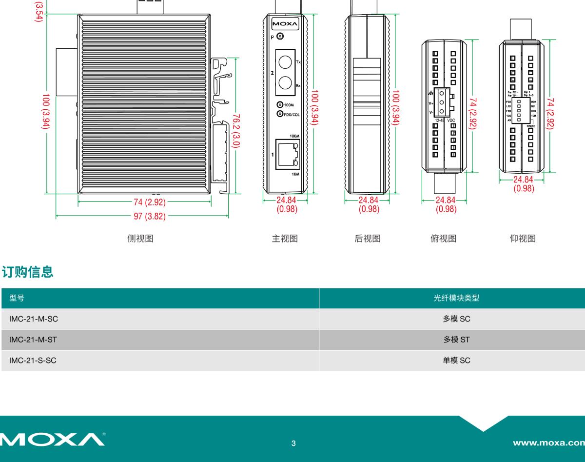 MOXA摩莎IMC-21 系列入门级工业 10/100BaseT(X) 转 100BaseFX 光电转换器