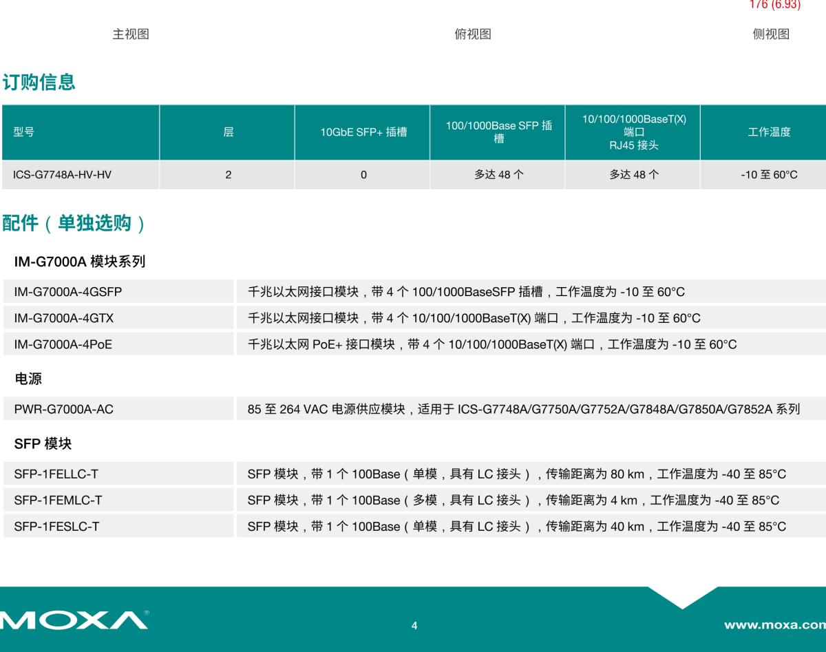 MOXA摩莎ICS-G7748A 系列48G 端口二层全千兆模块化网管型工业以太网交换机