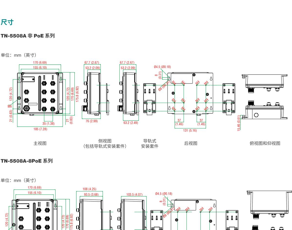 MOXA摩莎TN-5500A 系列EN 50155 8 至 18 端口工业以太网交换机，多达 8 个 PoE 端口和 2 个千兆端口