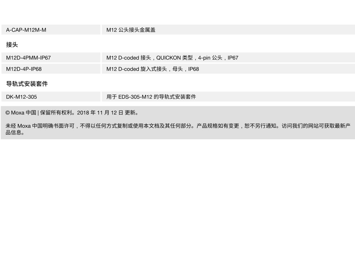 MOXA摩莎TN-5305 系列EN 50155 5 端口 IP67 非网管型工业以太网交换机