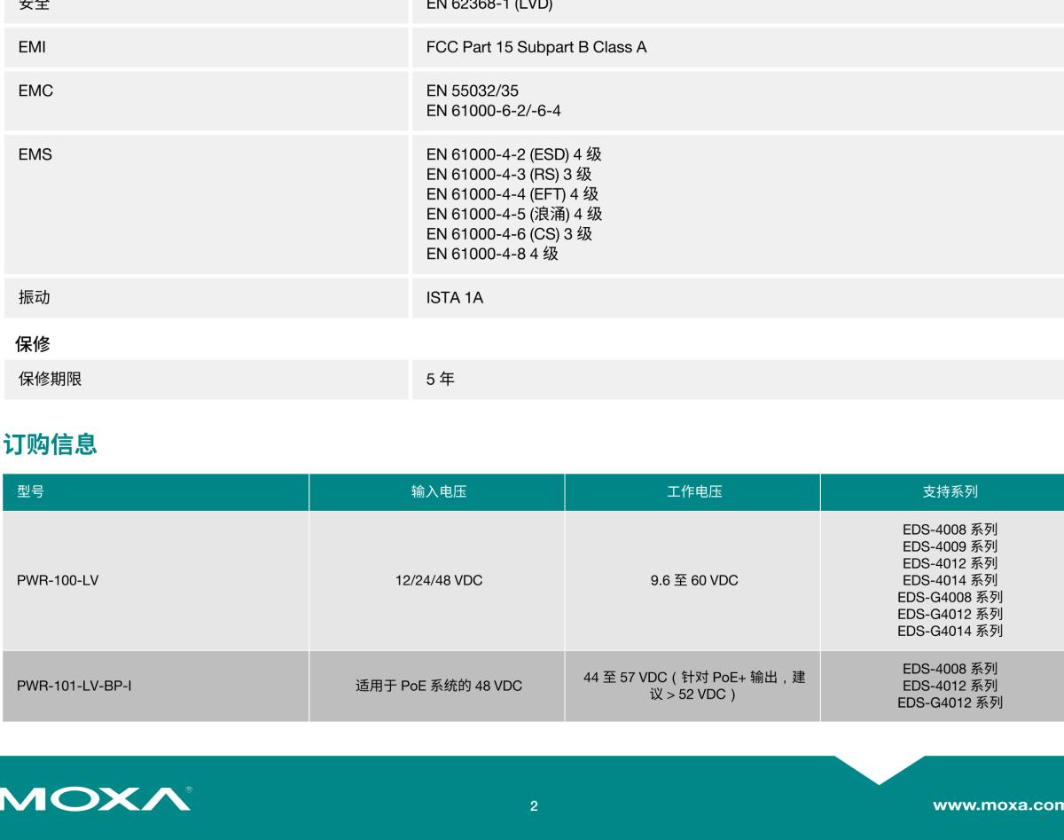 MOXA摩莎PWR-100 电源模块系列EDS-4000/G4000 系列电源模块