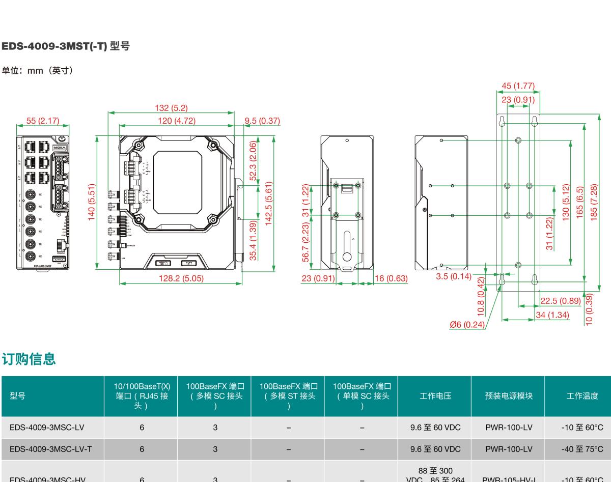 MOXA摩莎EDS-4009 系列9 端口网管型工业以太网交换机