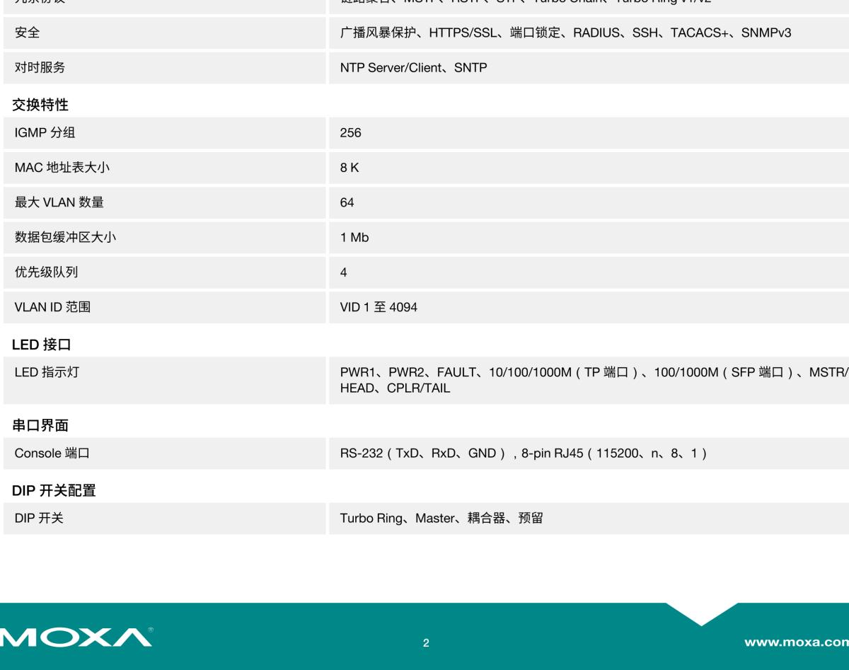 MOXA摩莎EDS-G509 系列9G 端口全千兆网管型工业以太网交换机