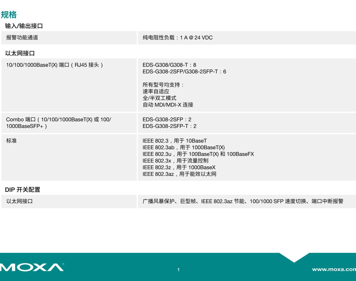 MOXA摩莎EDS-G308 系列8G 端口全千兆非网管型工业以太网交换机