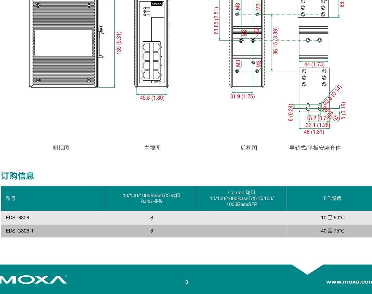 MOXA摩莎EDS-G308 系列8G 端口全千兆非网管型工业以太网交换机