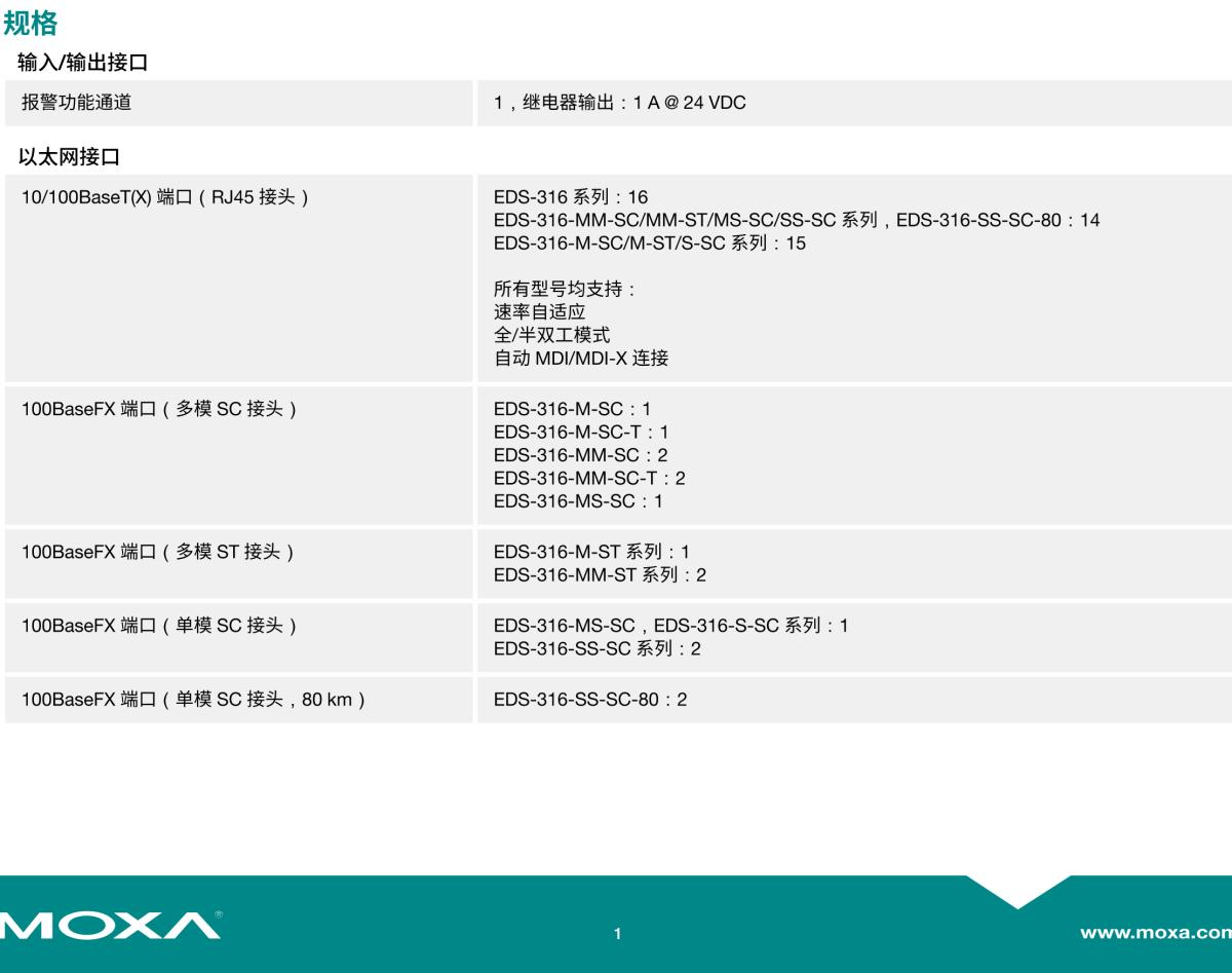 MOXA摩莎EDS-316 系列16 端口非网管型工业以太网交换机