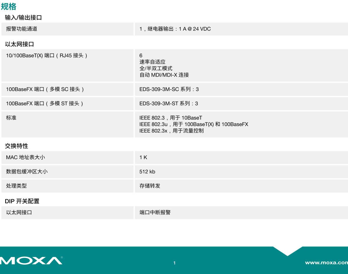 MOXA摩莎EDS-309 系列9 端口非网管型工业以太网交换机