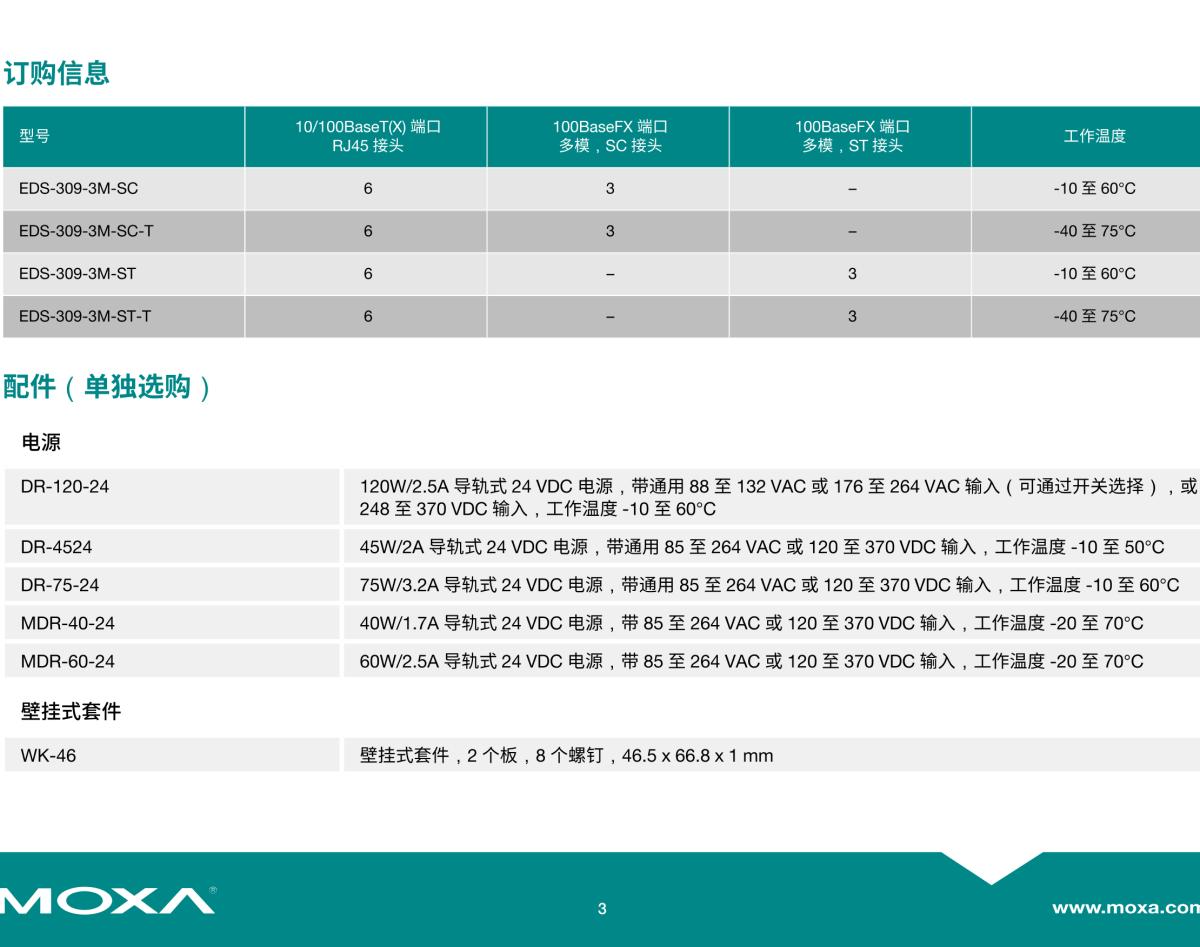 MOXA摩莎EDS-309 系列9 端口非网管型工业以太网交换机