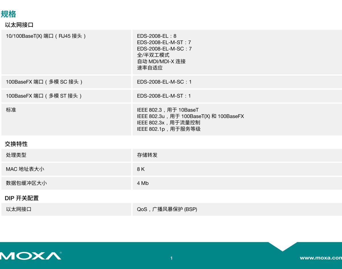 MOXA摩莎EDS-2008-EL 系列8 端口入门级非网管型以太网交换机