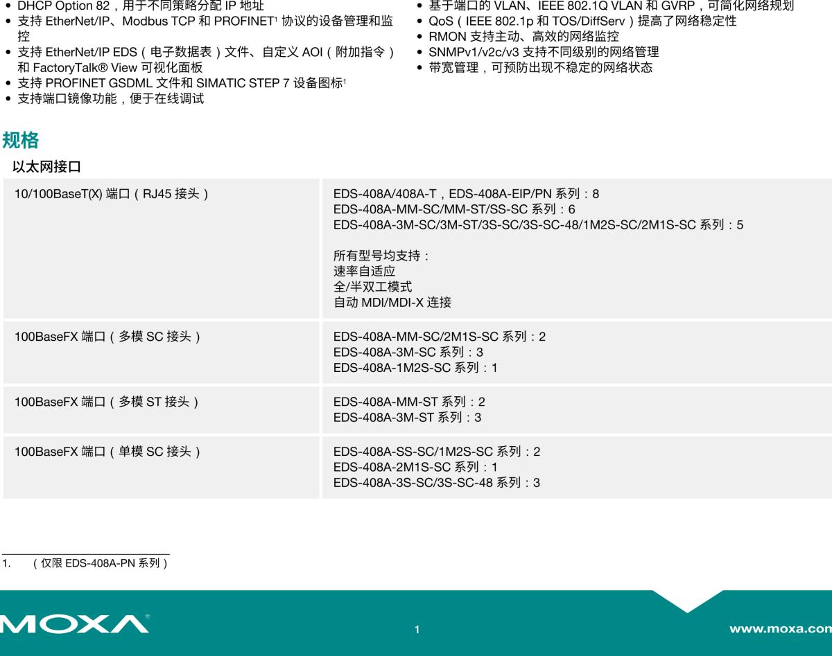 MOXA摩莎EDS-408A 系列8 端口入门级网管型工业以太网交换机